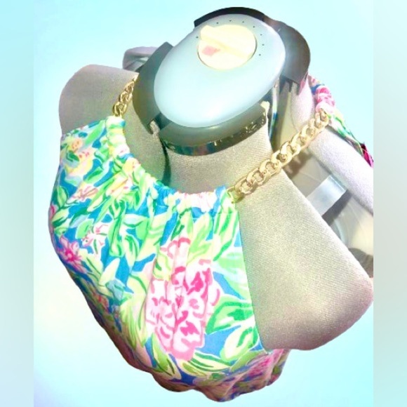 NWT Lilly Pulitzer Bowen Halter Top in Multi Grove Garden, sz Lg - Picture 4 of 4